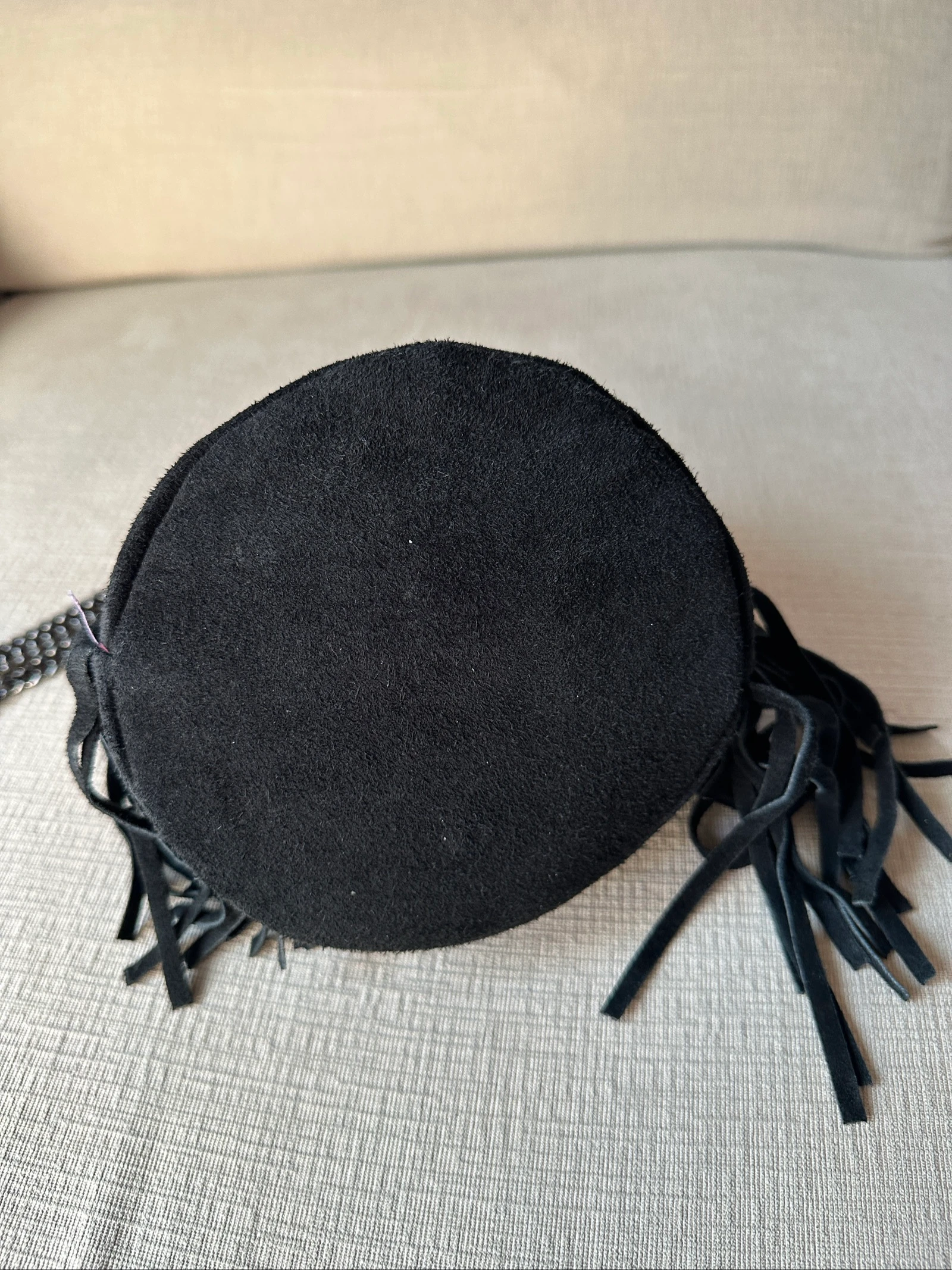 Zwarte buidelzak van echt suède - Boheemse chique stijl – photo 5